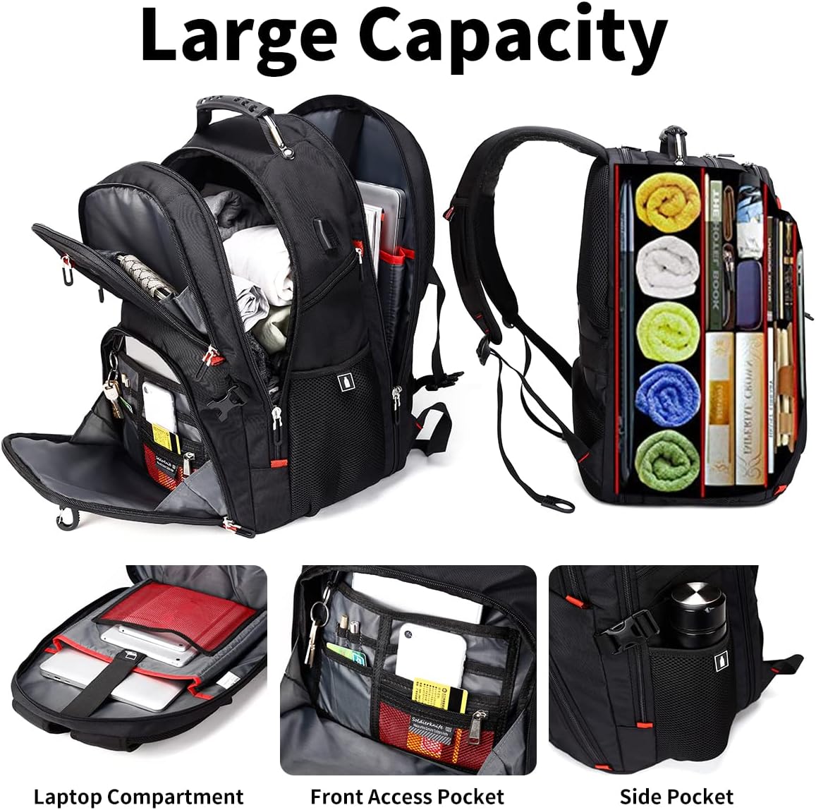 SHRRADOO Extra Large Travel Laptop Backpack for Men, Work College Backpacks - Image 3
