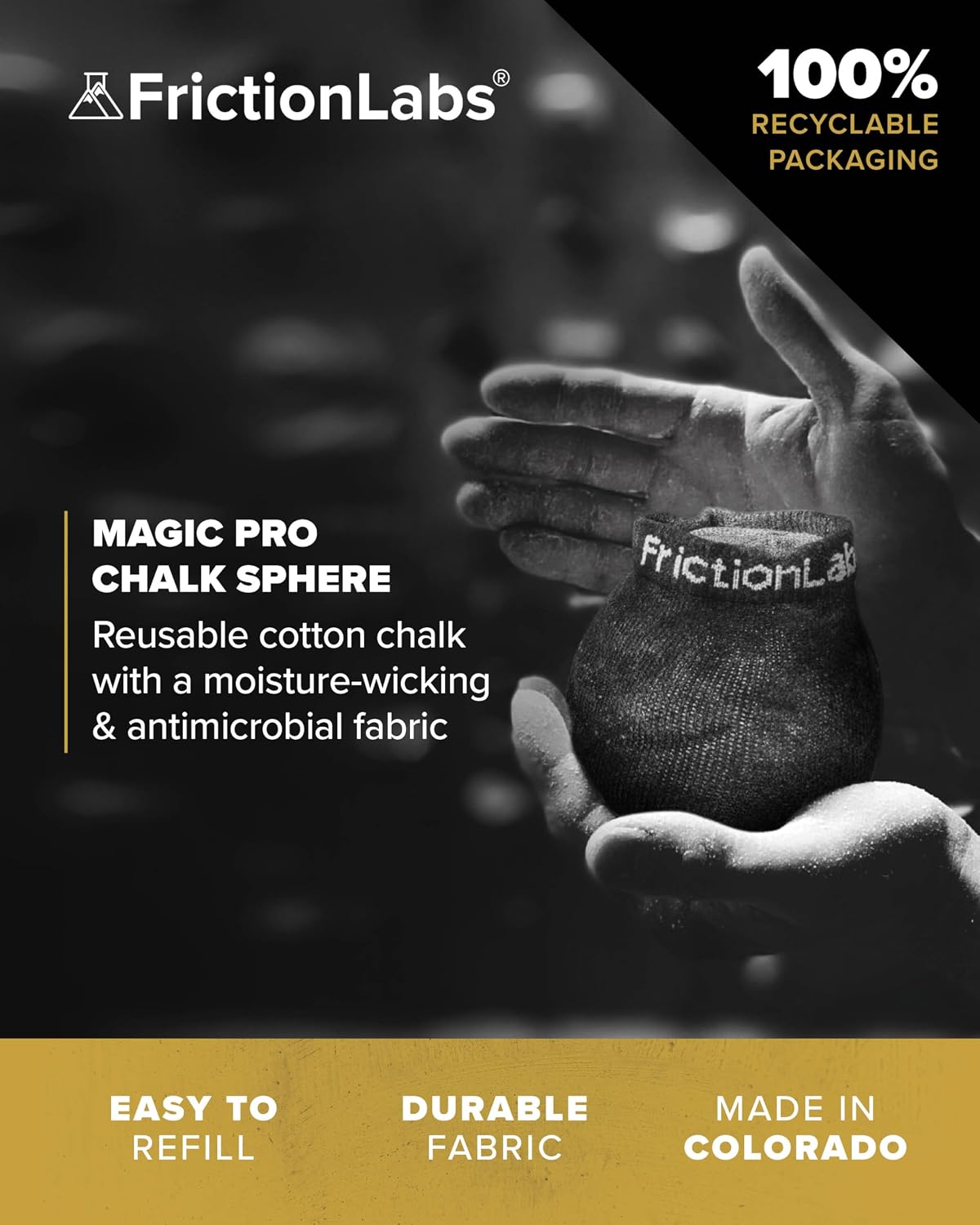 Friction Labs Magic Chalk Ball, Premium Gym Chalk Ball in Refillable Sock - Image 2
