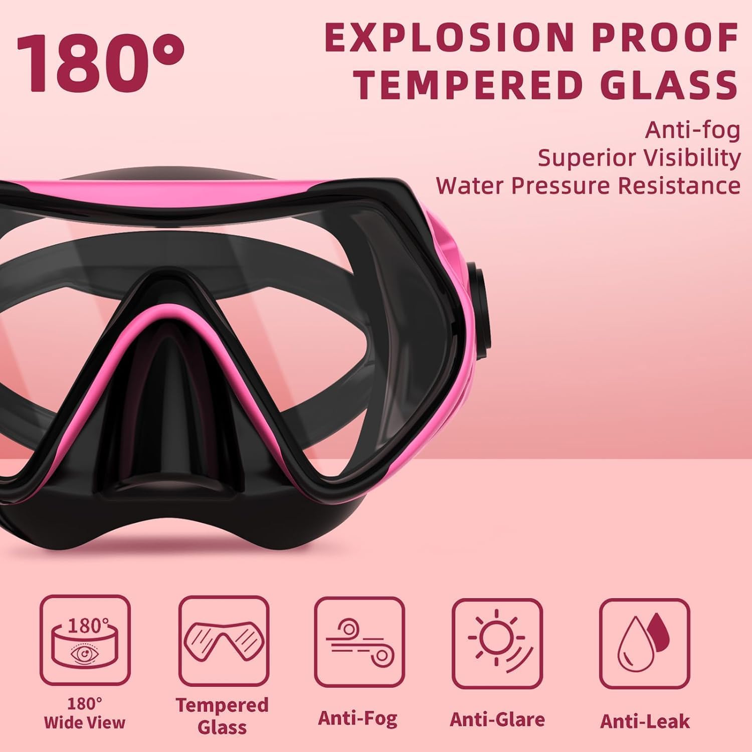 Snorkeling Gear for Adults, JRing Snorkel Set Anti Fog Goggles Dry Snorkel - Image 2